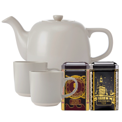 La Cafetière 1,2 L Tebrygger Inkl. Krus 35 cl 2 Stk Latte & Østerlandsk Thehus Pyramidetebreve 24 stk