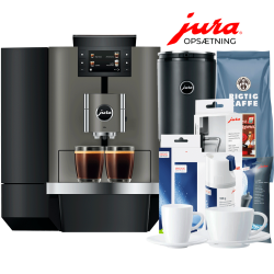 Jura X10c (EA) Dark Inox Espressomaskine Inkl. Startpakke, 1L Cooler, Pleje, Kaffe & Opsætning