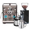 Profitec RIDE Espressomaskine Inkl. Eureka Mignon Libra 65 Chrome/Mat Sort Espressokværn, Knockbox & Mælkekande 0,5L
