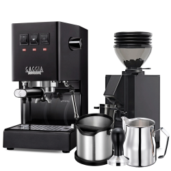 Gaggia Classic E24 Sort Espressomaskine Inkl. Eureka Mignon Zero 55s & Baristaudstyr