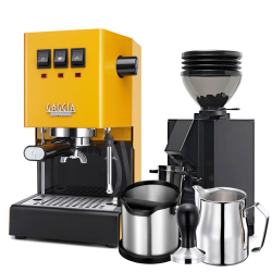 Gaggia Classic E24 Sunshine Yellow Espressomaskine Inkl. Eureka Mignon Zero 55s & Baristaudstyr