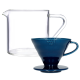 Hario V60-02 Keramik Dripper Mørkeblå 2 Kop. Inkl. Loveramics Brewers Glaskande 500 ml