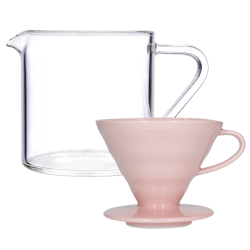 Hario V60-02 Keramik Dripper Pink 2 Kop. Inkl. Loveramics Brewers Glaskande 500 ml