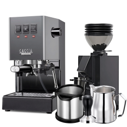 Gaggia Classic E24 Grå Espressomaskine Inkl. Eureka Mignon Zero 55s & Baristaudstyr