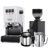Gaggia Classic E24 Hvid Espressomaskine Inkl. Eureka Mignon Zero 55s & Baristaudstyr