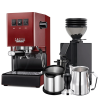Gaggia Classic E24 Rød Espressomaskine Inkl. Eureka Mignon Zero 55s & Baristaudstyr