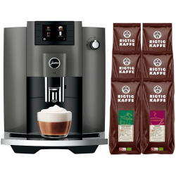 Jura E6 (EC) Dark Inox Espressomaskine Inkl. 6x400g Rigtig Kaffe Organic