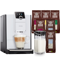 Nivona NICR 796 Hvid Espressomaskine Inkl. Mælkebeholder & 8x400g Rigtig Kaffe Organic