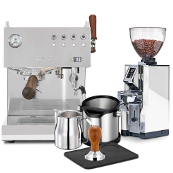 Ascaso Steel Duo Plus Poleret Stål Espressomaskine Inkl. Eureka Espressokværn & Baristapakke