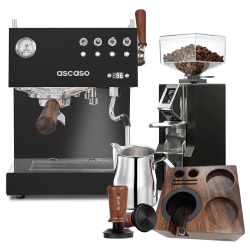 Ascaso Steel Duo Plus Black Espressomaskine Inkl. Eureka Mignon Libra 55 Chrome/Mat Sort Espressokværn & Baristaudstyr