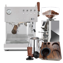Ascaso Steel Duo Plus Poleret Stål Espressomaskine Inkl. Eureka Mignon Libra 55 Chrome Espressokværn & Baristaudstyr