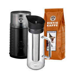 La Cafetiére 1 L Iskaffebrygger Inkl. House of Barista Elektriske kaffemølle & Rigtig Kaffe Indonesien No. 9