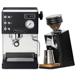 La Pavoni Casa Bar PID Sort LPMCBN02EU Espressomaskine Inkl. Eureka Mignon Zero 65 Speedy Mat Sort Espressokværn