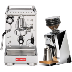 La Pavoni Mini Cellini LPSMCS01EU Espressomaskine Inkl. Eureka Mignon Zero 65 Speedy Chrome Espressokværn