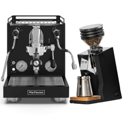 La Pavoni New Cellini Evolution Sort LPSCVB01NO Espressomaskine Inkl. Eureka Mignon Zero 65 Speedy Mat Sort Espressokværn