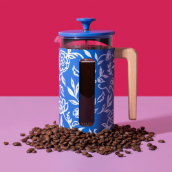 La Cafetière Pisa 8 Kop. Stempelkande Blu Fiorato Inkl. Keramisk Espressokop12 cl 2 Stk