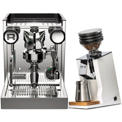 Rocket Appartamento TCA Stål/hvid Espressomaskine Inkl. Eureka Mignon Zero 65 Speedy Hvid Espressokværn
