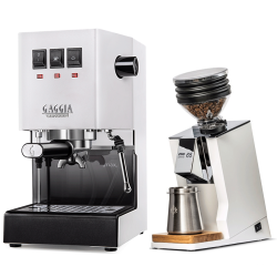 Gaggia Classic E24 Hvid Espressomaskine Inkl. Eureka Mignon Zero 65 Speedy Hvid Espressokværn
