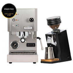 Profitec GO Brushed Espressomaskine - Exclusive Line Inkl. Eureka Mignon Zero 65 Speedy Mat Sort Espressokværn