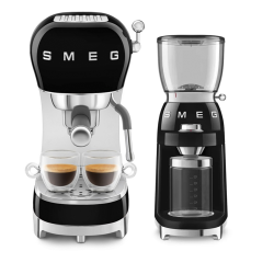 Smeg ECF02BLEU Espressomaskine Sort Inkl. Smeg CGF11BLEU Kaffekværn Sort