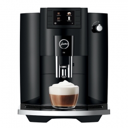 Jura E6 (EC) Piano Black Inkl. Pleje, Filtre, Mælkebeholder & 1 kg Rigtig Kaffe Crema Intenso
