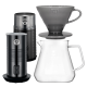 Filterbryg Sæt Inkl. Timemore Server 600ml, Hario V60-02 Dripper Grå, House of Barista Elektisk Mælkeskummer & Kaffemølle