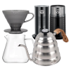 Filterbryg Sæt Inkl. Timemore Server 600ml, Hario Dripper Grå, IKAPE Kedel, House of Barista Elektisk Mælkeskummer & Kaffemølle
