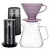 Filterbryg Sæt Inkl. Timemore Server 600ml, Hario V60-02 Dripper Lilla, House of Barista Elektisk Mælkeskummer & Kaffemølle
