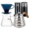 Filterbryg Sæt Inkl. Timemore Server, Hario Dripper Mørkeblå, IKAPE Kedel, House of Barista Mælkeskummer & Kaffemølle