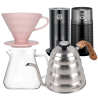 Filterbryg Sæt Inkl. Timemore Server, Hario Dripper Pink, IKAPE Kedel, House of Barista Mælkeskummer & Kaffemølle