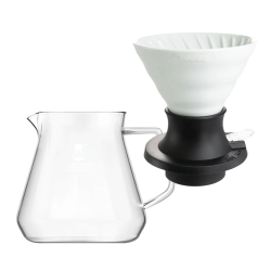 Filterbryg Sæt Inkl. Timemore Server 600ml & Hario V60 Immersion Switch Dripper Keramik 2 Kop. Hvid & 100 stk. Filtre