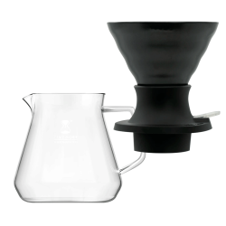 Filterbryg Sæt Inkl. Timemore Server 600ml & Hario V60 Immersion Switch Dripper Keramik 2 Kop. Sort & 100 stk. Filtre