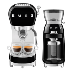 Smeg ECF02BLEU Espressomaskine Sort Inkl. Smeg CGF11BLEU Kaffekværn Sort