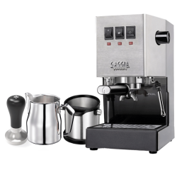 Gaggia Classic E24 Stål Espressomaskine Inkl. Baristaudstyr