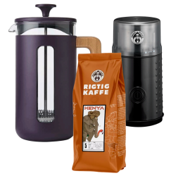 La Cafetière Pisa 8 Kop. Stempelkande Lilla Inkl. House of Barista Elektrisk Kaffemølle & 400g Rigtig Kaffe