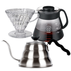 Hario Filterbryg Sæt Inkl. V60 Kettle Buono 100 1 L, V60 Dripper 2 Kop. & V60 Server