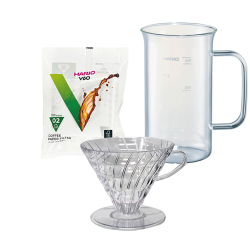 Hario V60-02 Dripper Sort 2 Kop. Hario Craft Science Beaker Server 50 cl og Hario Papir Filtre 2 Kop. 100 Stk
