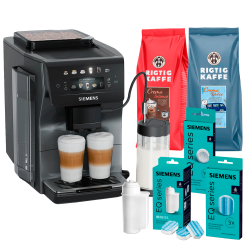 Siemens TP603EM6 EQ6 Espressomaskine Midnat Sølvmetallic Inkl. Mælkekande Glas