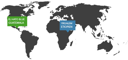 Kort over kaffens oprindelse